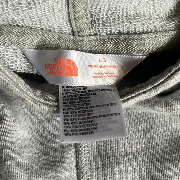 Women’s the North Face Gray Pullover Hoodie, gently used - stylish fit size L - Picture 2 of 5